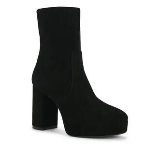 Stuart Weitzman Dayna Black Suede Platform Booties